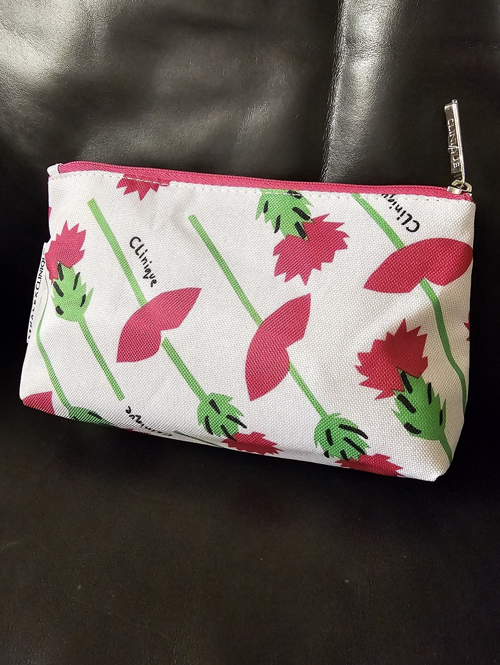 Clinique and Donald Robertson Collaboration Floral Makeup Bag NWOT